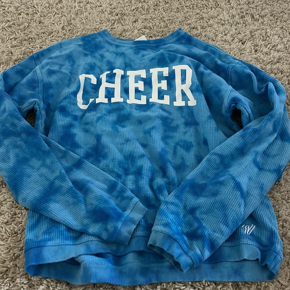 varsity cheer blue tie dye sweatshirt